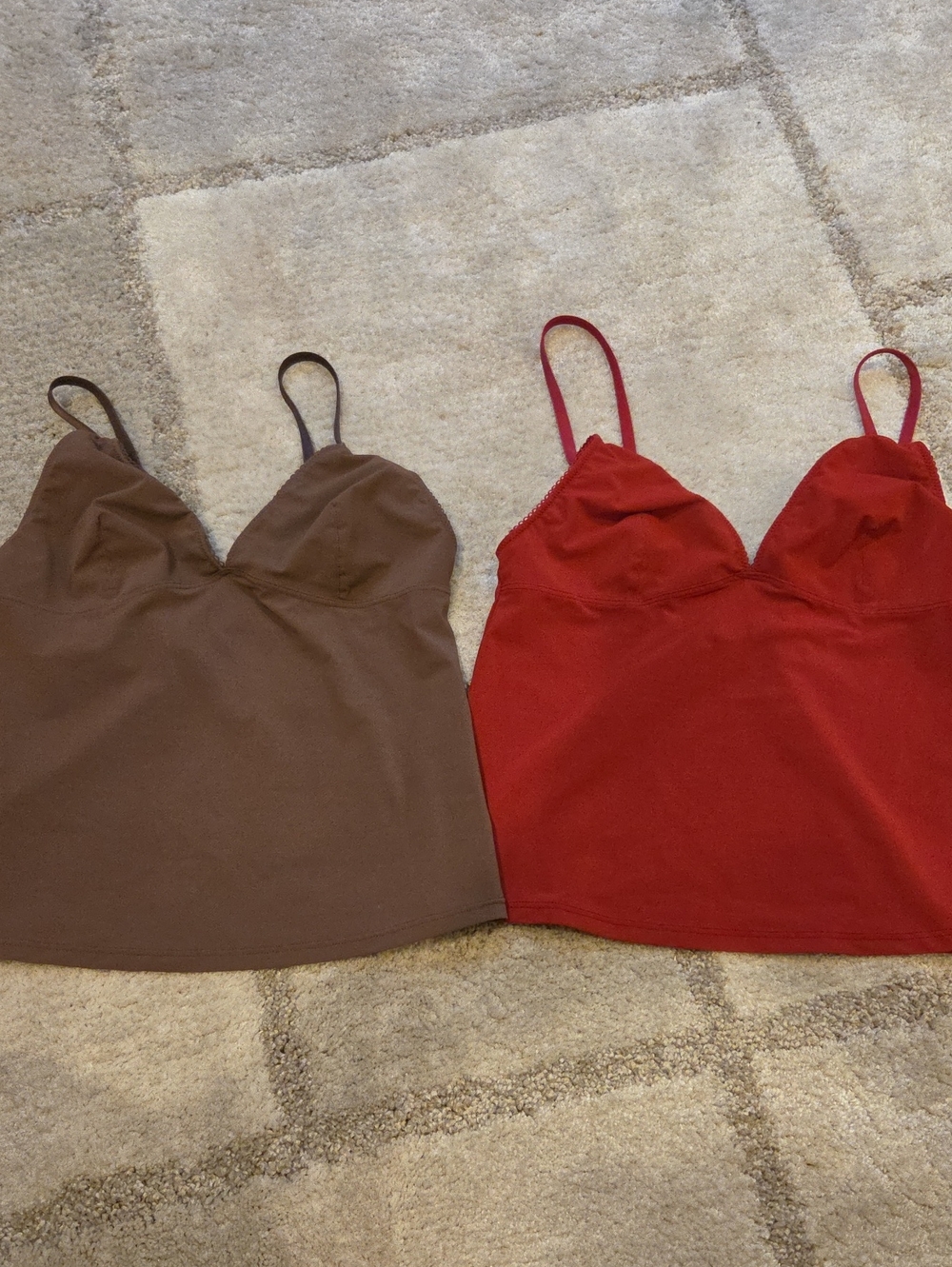 Urban Outfitters Red and Brown Double Cami Set